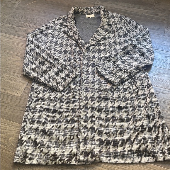 Melloday | Black And White Light Tweed Long Cardigan Sweater Size 2X - Picture 2 of 12